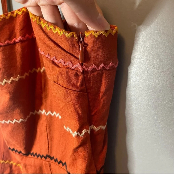 NWT forever 21 rust orange Embroidered Multicolor Striped Dress Sz medium - Picture 4 of 12